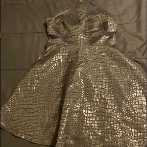 Black mid thigh all black snake print dress